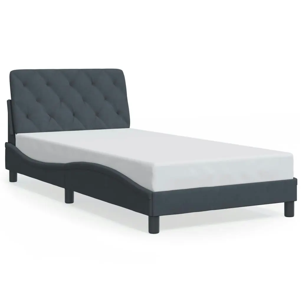 Bed Frame with LED Light Dark Grey 107x203 cm Velvet 3214174