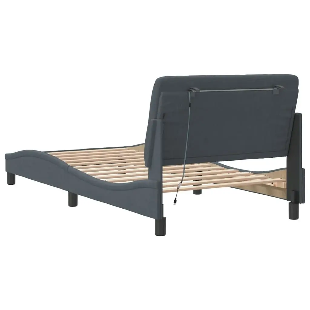 Bed Frame with LED Light Dark Grey 107x203 cm Velvet 3214174