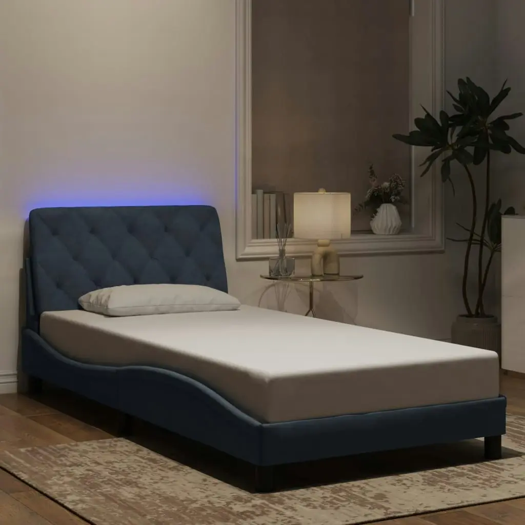 Bed Frame with LED Light Dark Grey 107x203 cm Velvet 3214174