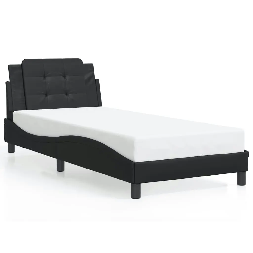 Bed Frame with LED Lights Black 90x190 cm Faux Leather 3214075