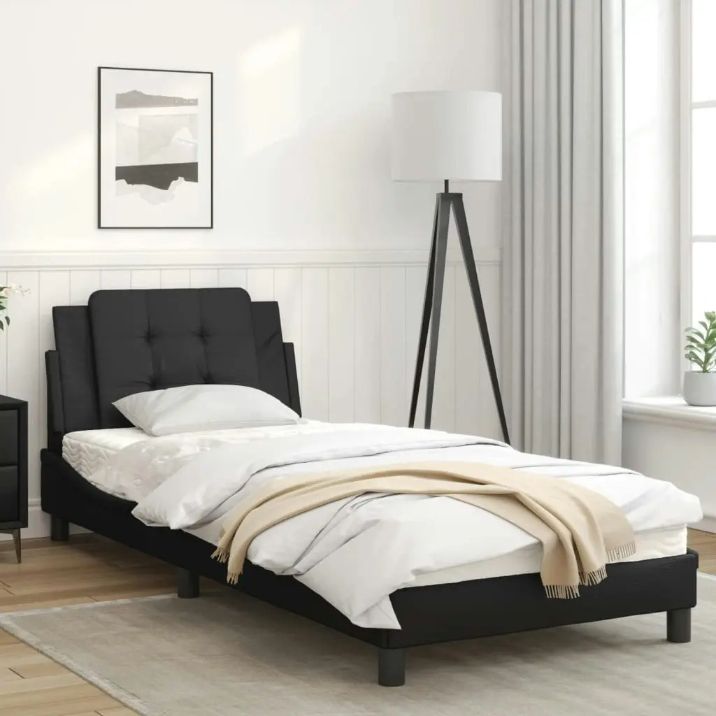 Bed Frame with LED Lights Black 90x190 cm Faux Leather 3214075