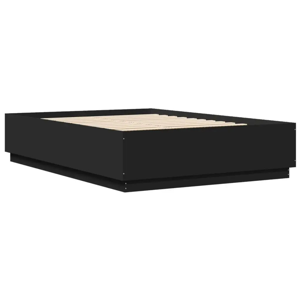 Bed Frame with LED Lights Black 150x200 cm Engineered Wood 3209605