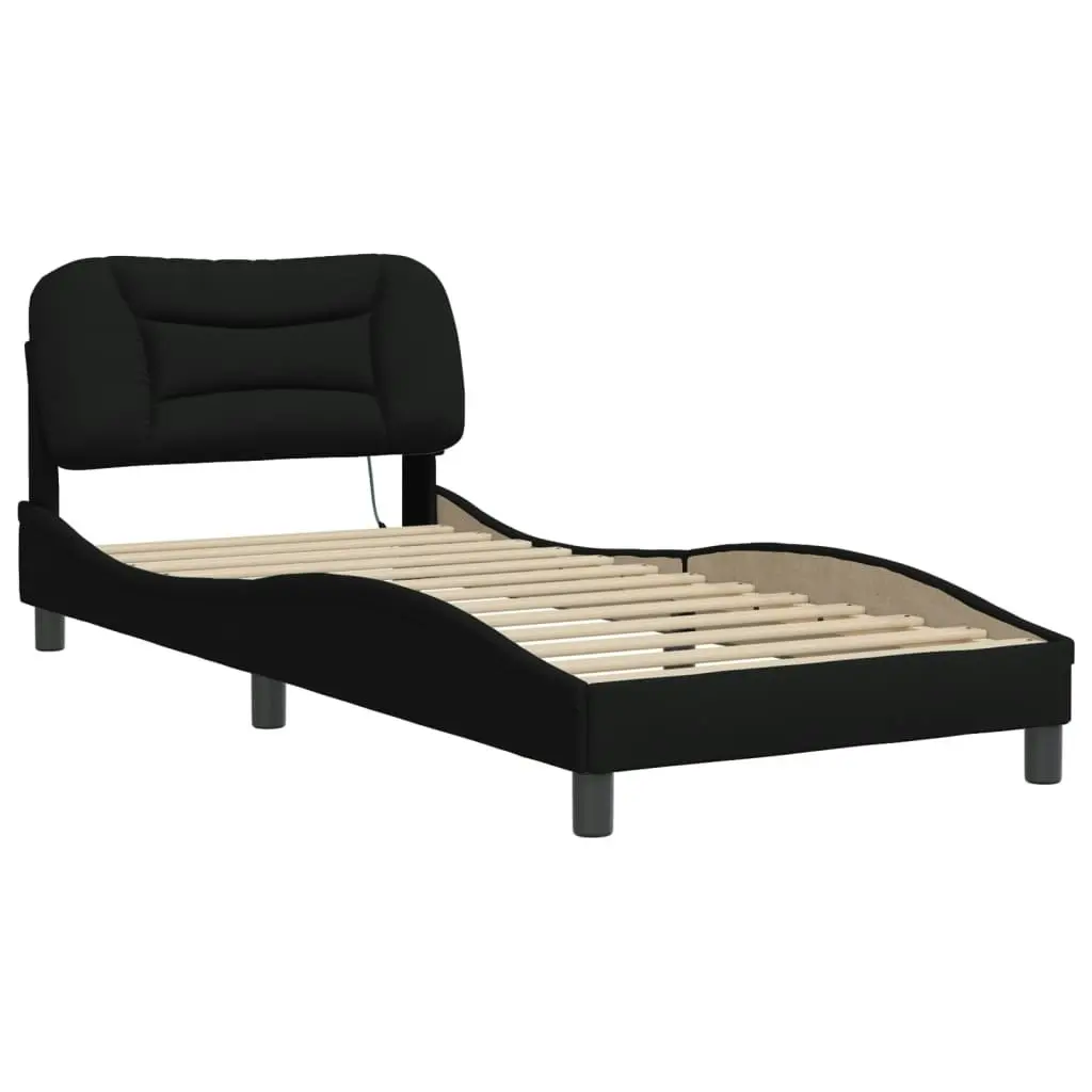 Bed Frame with LED Lights Black 90x190 cm Fabric 3213671