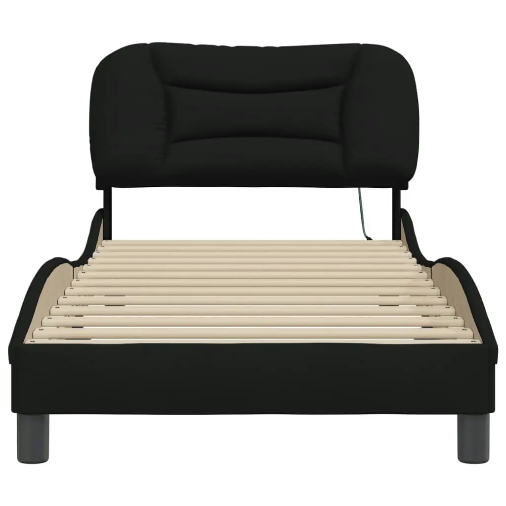 Bed Frame with LED Lights Black 90x190 cm Fabric 3213671