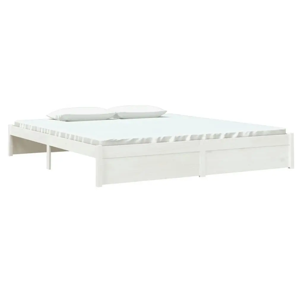 Bed Frame White Solid Wood 183x203 cm King Size 814965