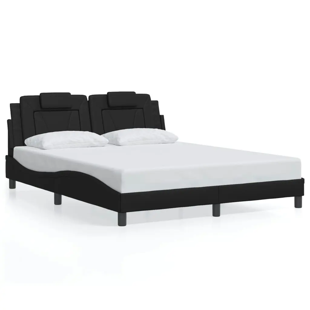 Bed Frame with LED Lights Black 153x203 cm Queen Size Faux Leather 3214059