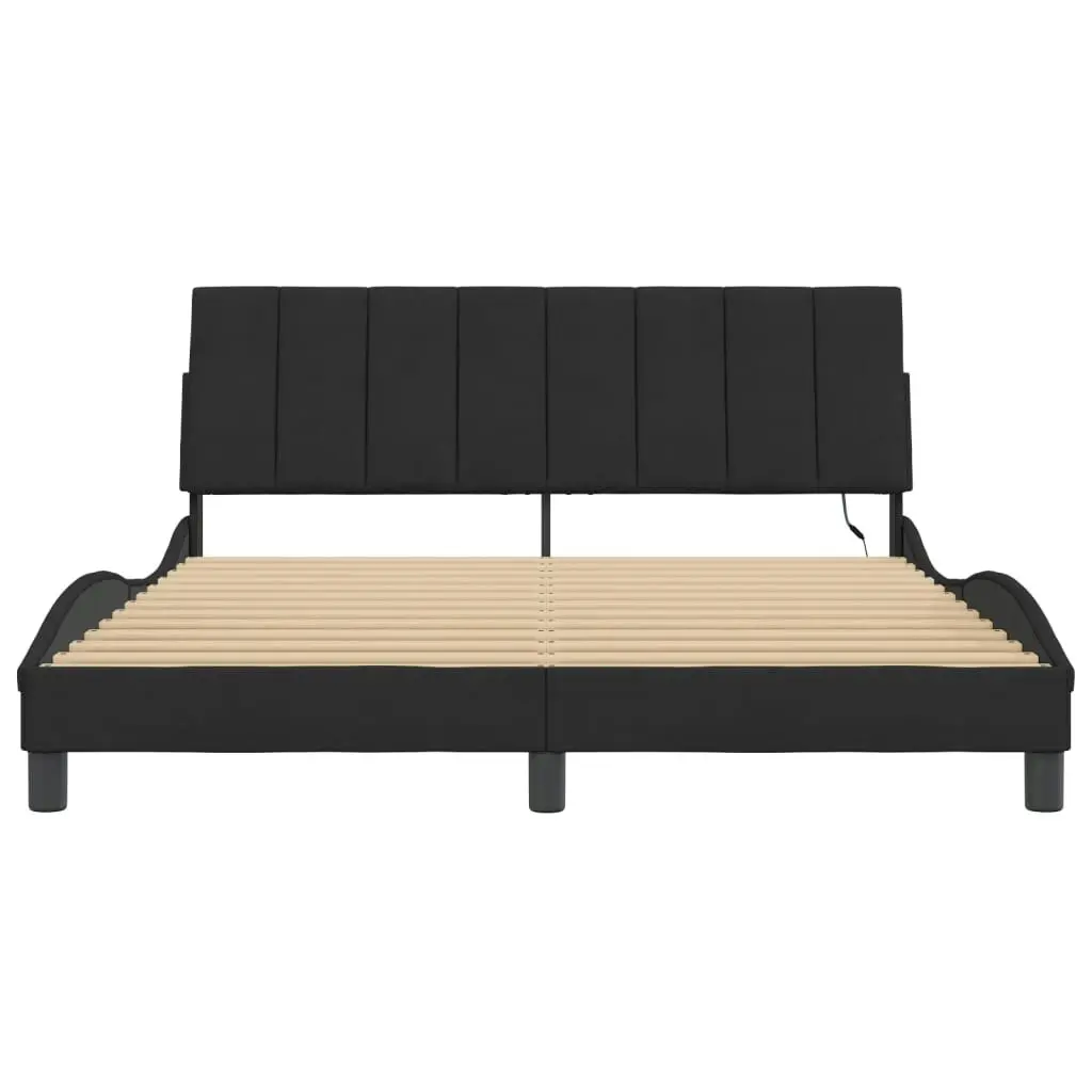 Bed Frame with LED Lights Black 153x203 cm Queen Size Velvet 3213814