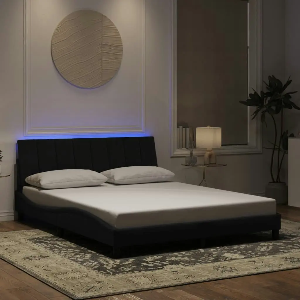 Bed Frame with LED Lights Black 153x203 cm Queen Size Velvet 3213814