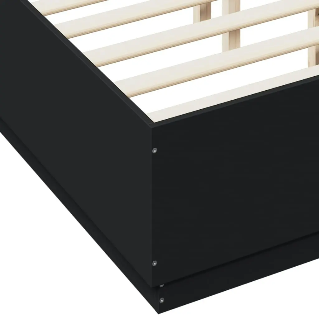 Bed Frame with LED Lights Black 135x190 cm Engineered Wood 3209647