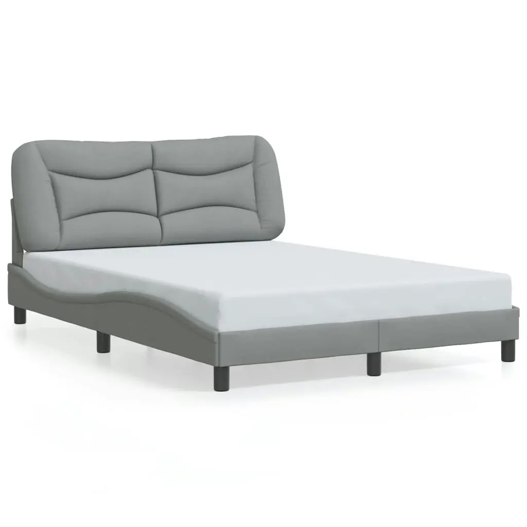 Bed Frame with LED without Mattress Dark Grey 137x187 cm Double Fabric 3214160