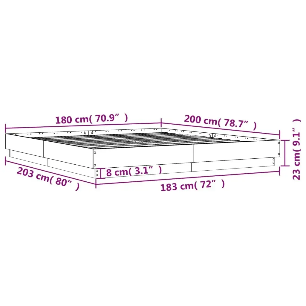 Bed Frame with LED without Mattress Black 183x203 cm King 3209773