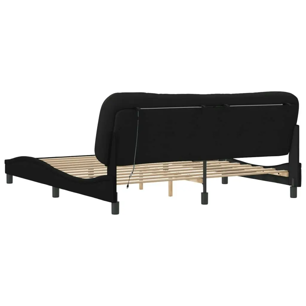 Bed Frame with LED Lights Black 183x203 cm King Size Fabric 3213720