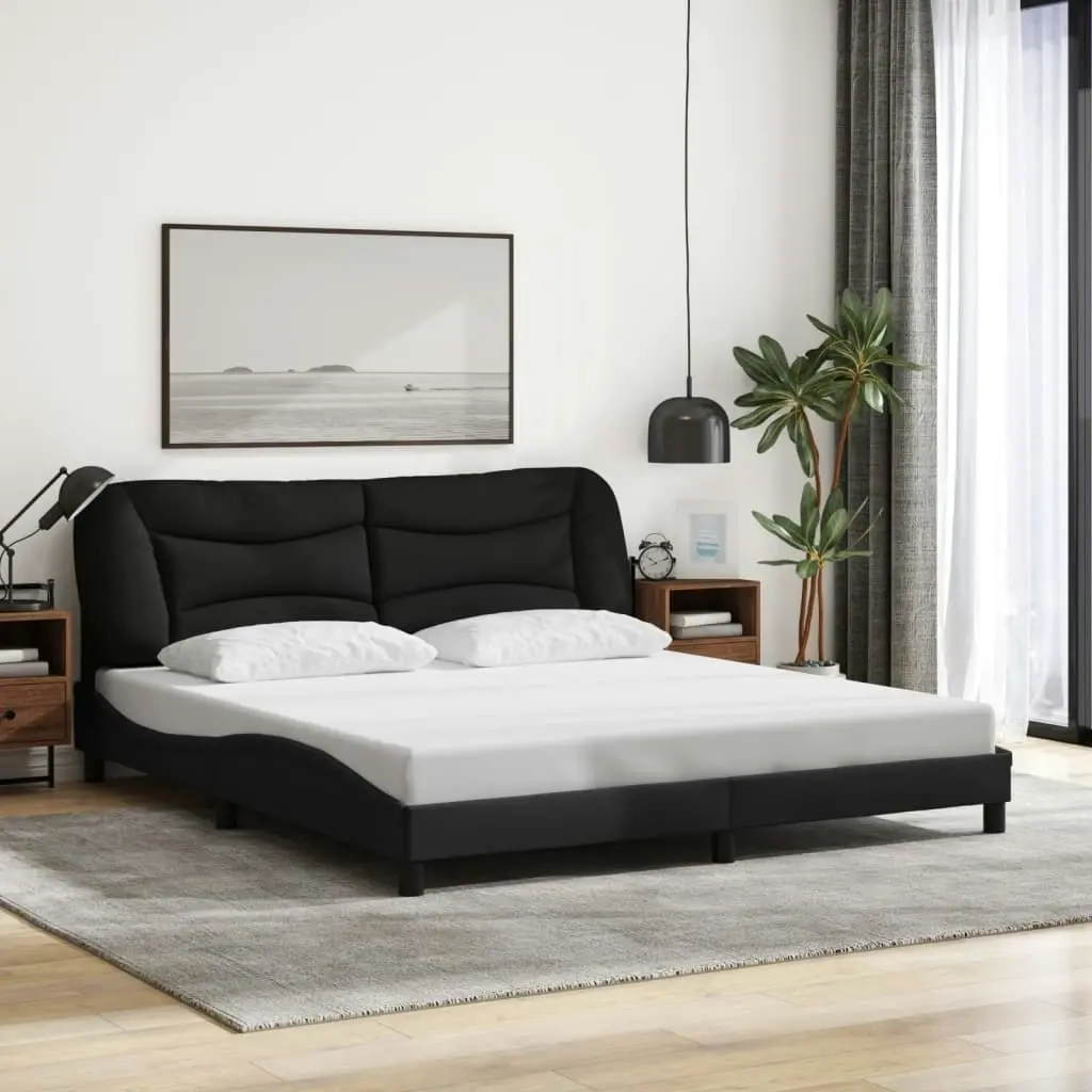 Bed Frame with LED Lights Black 183x203 cm King Size Fabric 3213720