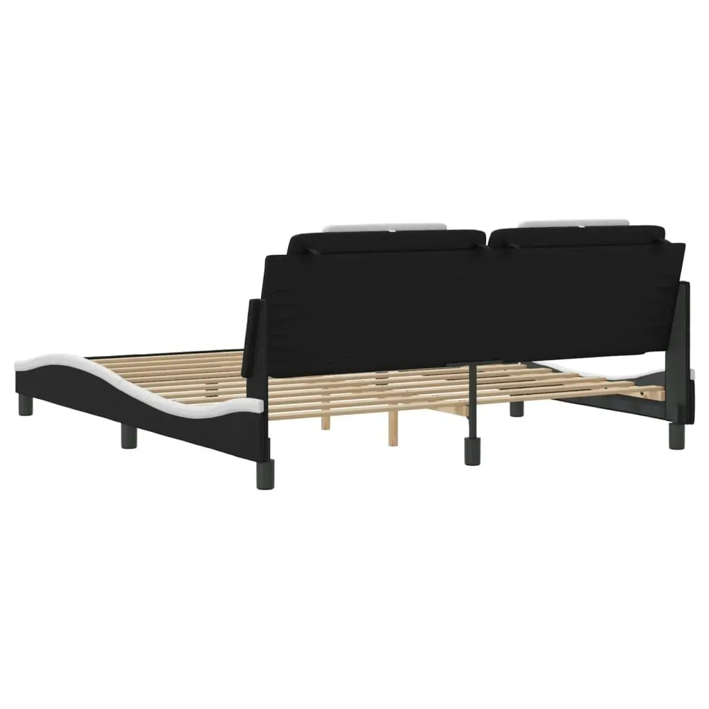 Bed Frame with LED without Mattress Black and White 183x203 cm King 3214199