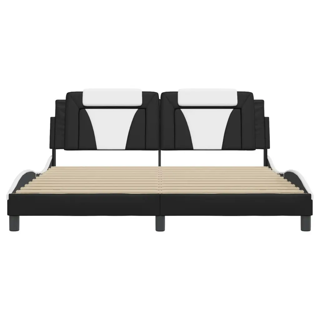 Bed Frame with LED without Mattress Black and White 183x203 cm King 3214199