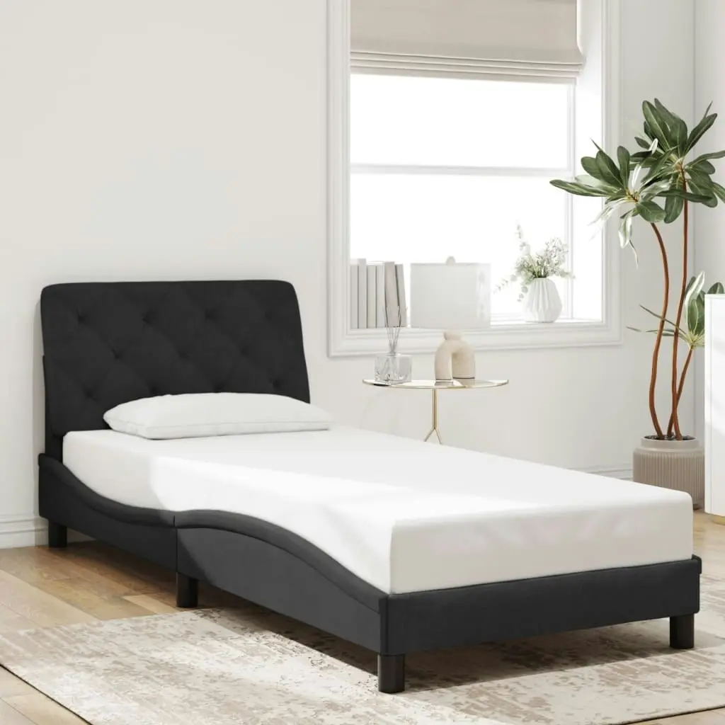 Bed Frame with LED without Mattress Black 90x190 cm Velvet 3213827