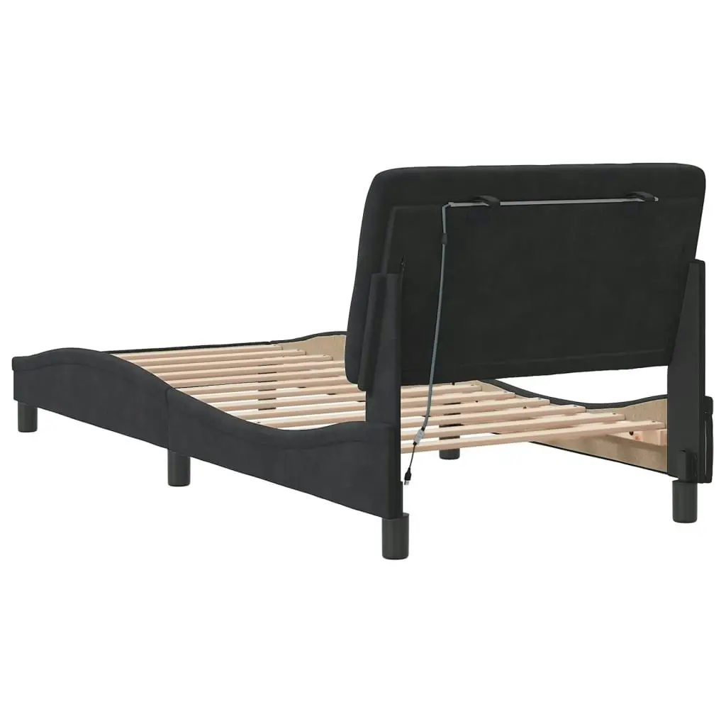 Bed Frame with LED without Mattress Black 90x190 cm Velvet 3213827