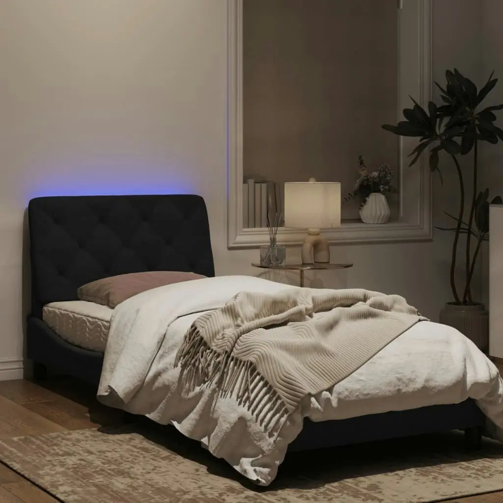 Bed Frame with LED without Mattress Black 90x190 cm Velvet 3213827