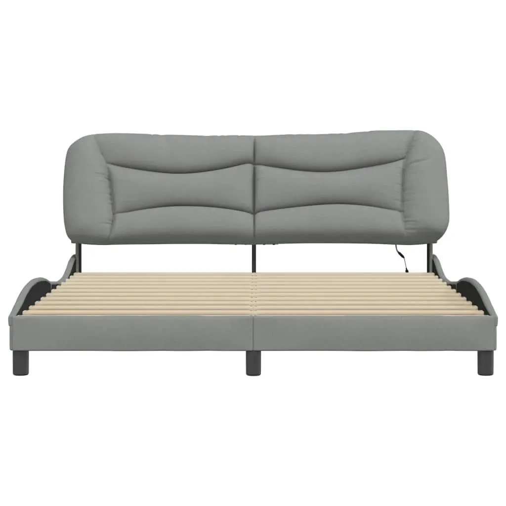 Bed Frame with LED Light Dark Grey 183x203 cm King Size Fabric 3214164