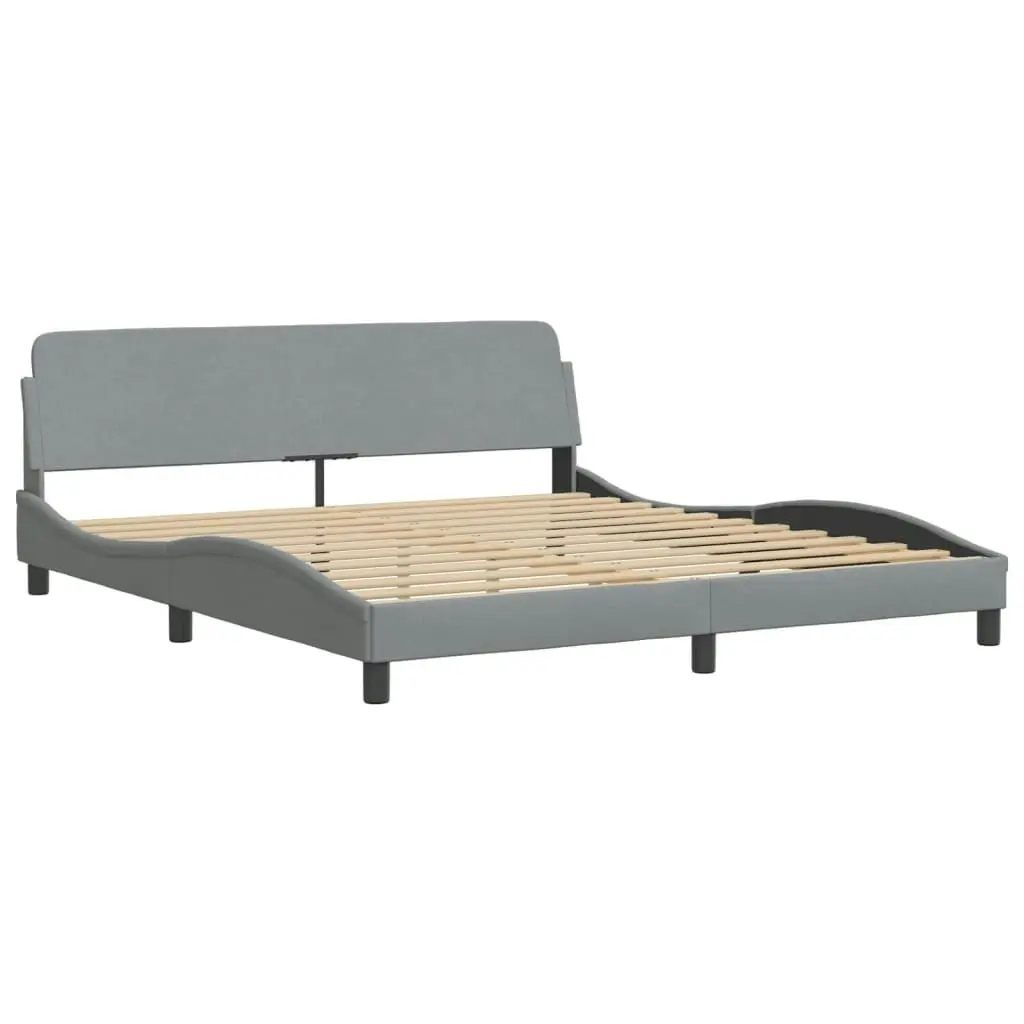 Bed Frame with LED Light Dark Grey 183x203 cm King Size Fabric 3214164