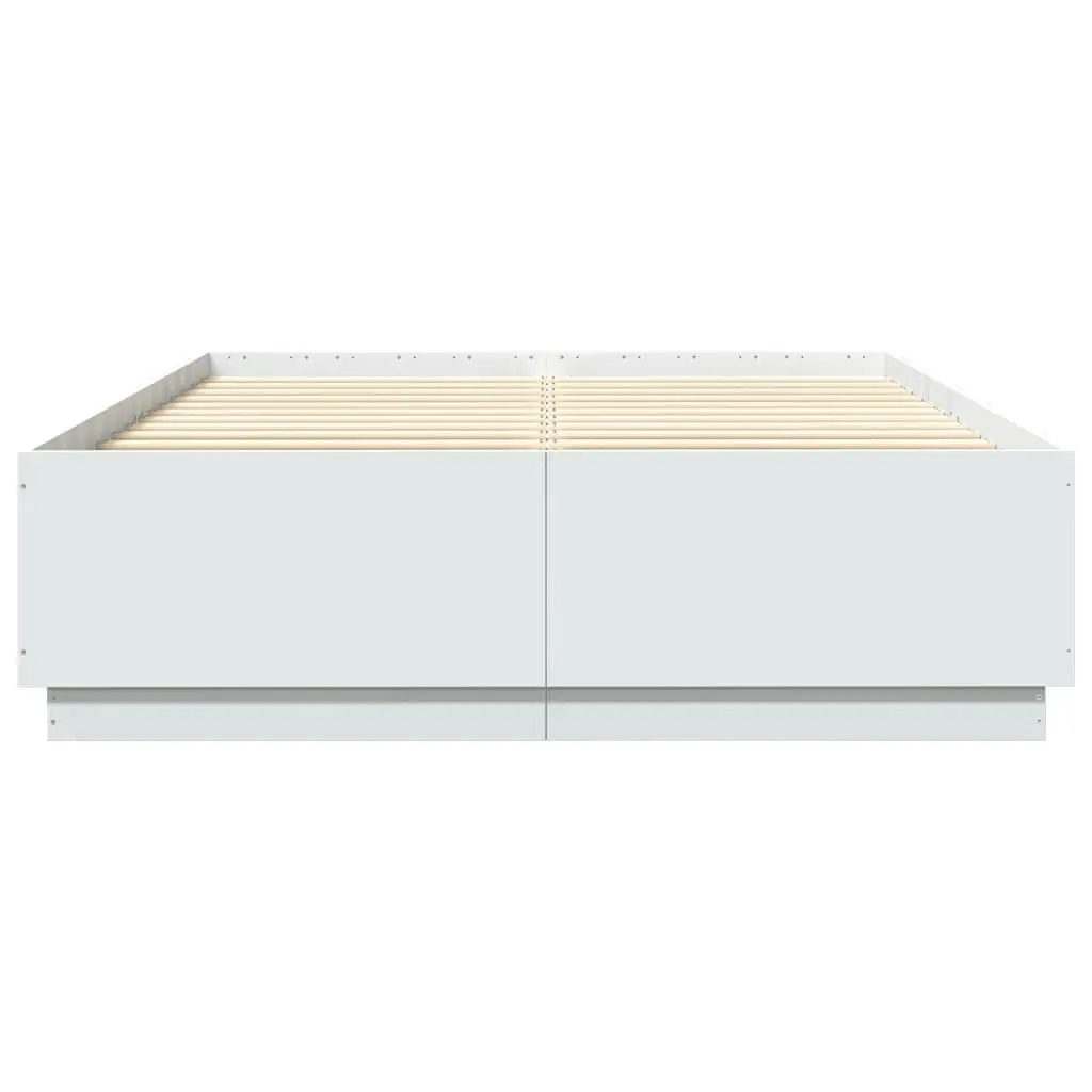 Bed Frame with LED Lights White 150x200 cm Engineered Wood 3209604