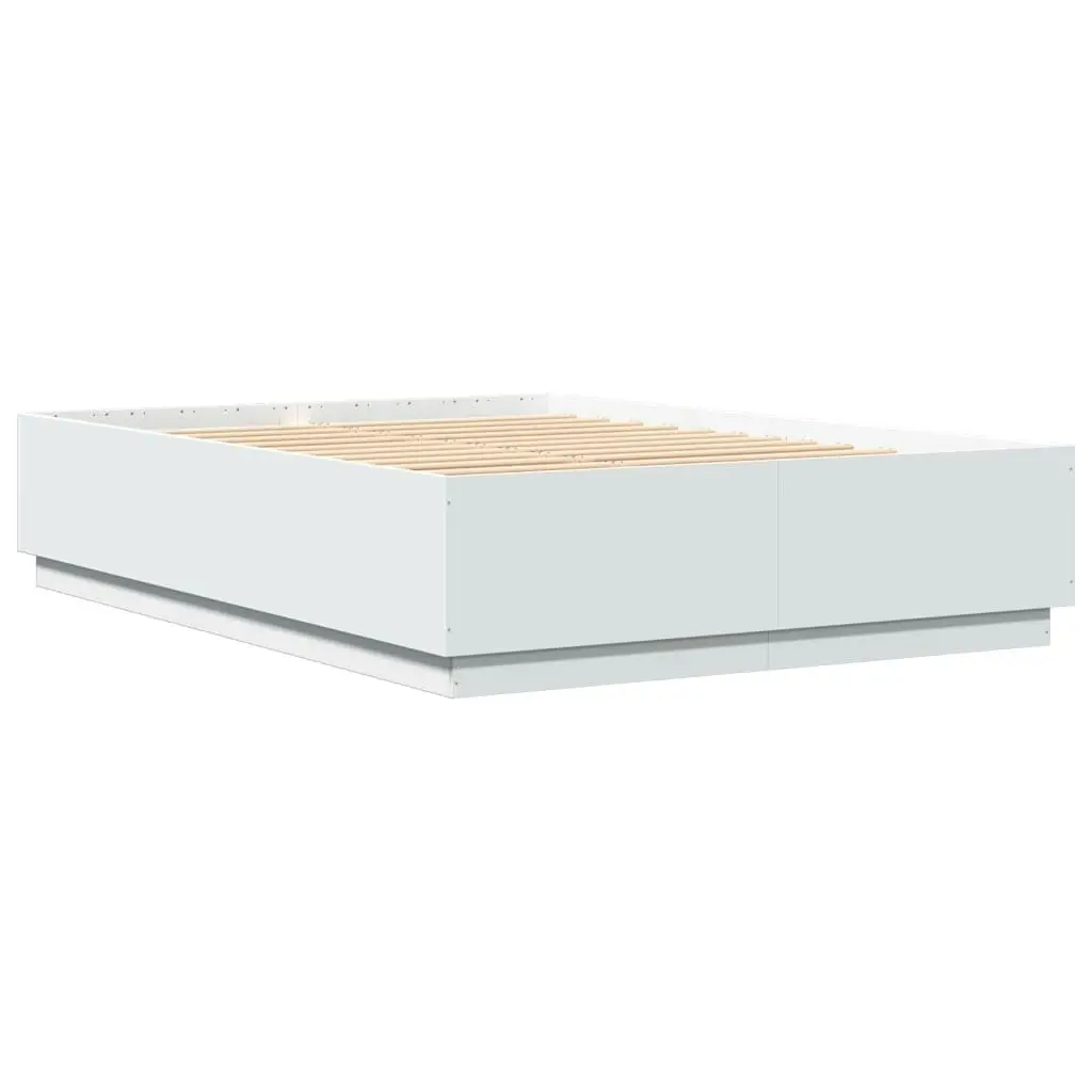 Bed Frame with LED Lights White 150x200 cm Engineered Wood 3209604