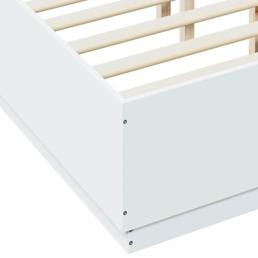 Bed Frame with LED Lights White 135x190 cm Engineered Wood 3209646