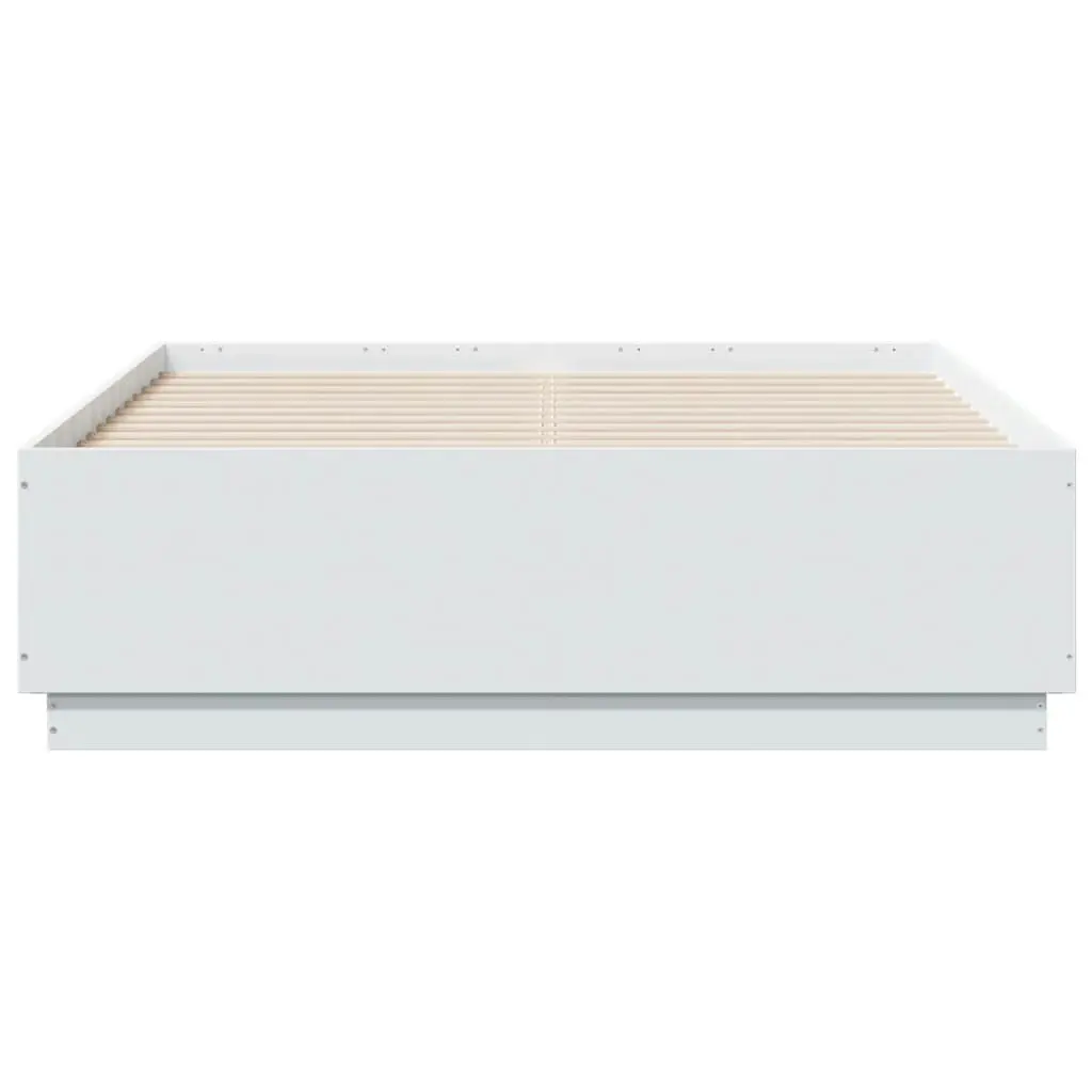 Bed Frame with LED Lights White 135x190 cm Engineered Wood 3209646