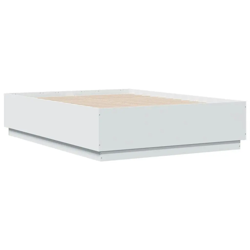 Bed Frame with LED Lights White 135x190 cm Engineered Wood 3209646