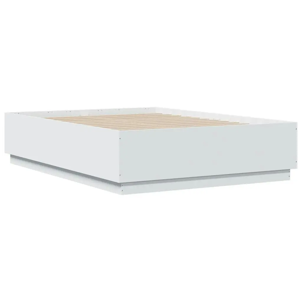 Bed Frame with LED Lights White 135x190 cm Engineered Wood 3209646