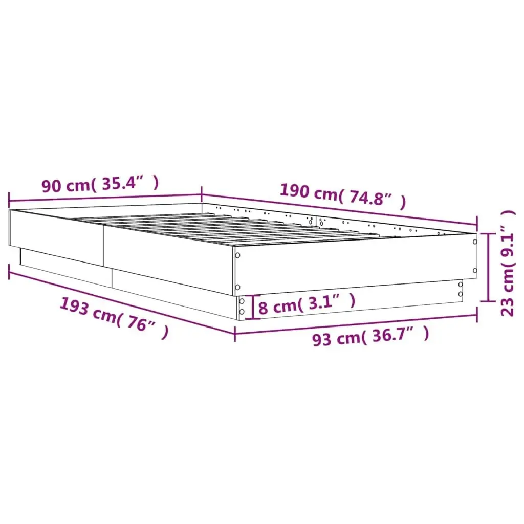 Bed Frame with LED Lights Sonoma Oak 90x190 cm 839541