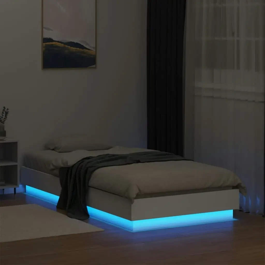 Bed Frame without Mattress with LED Lights White 90x190 cm 839539