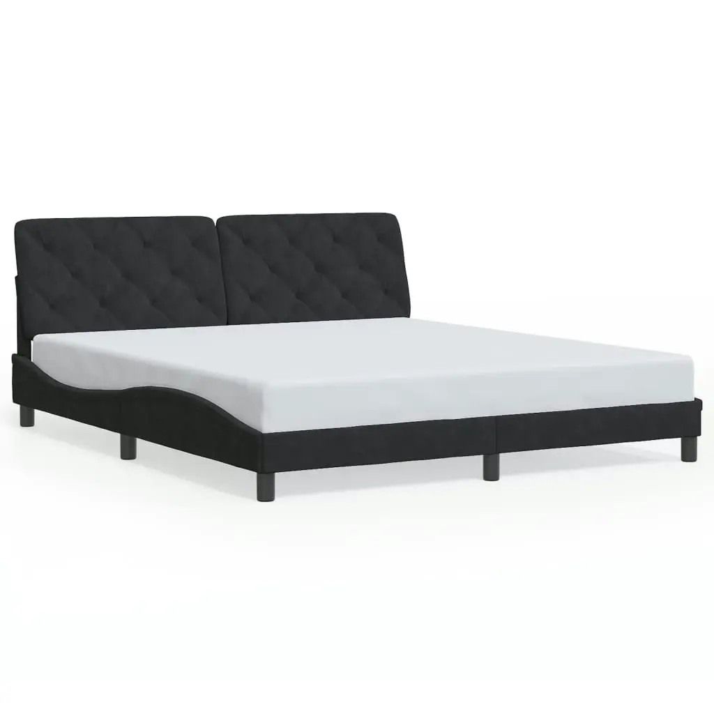 Bed Frame with LED without Mattress Black 183x203 cm King Velvet 3213869