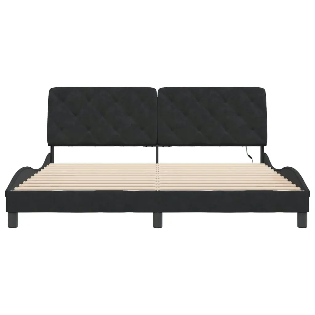 Bed Frame with LED without Mattress Black 183x203 cm King Velvet 3213869