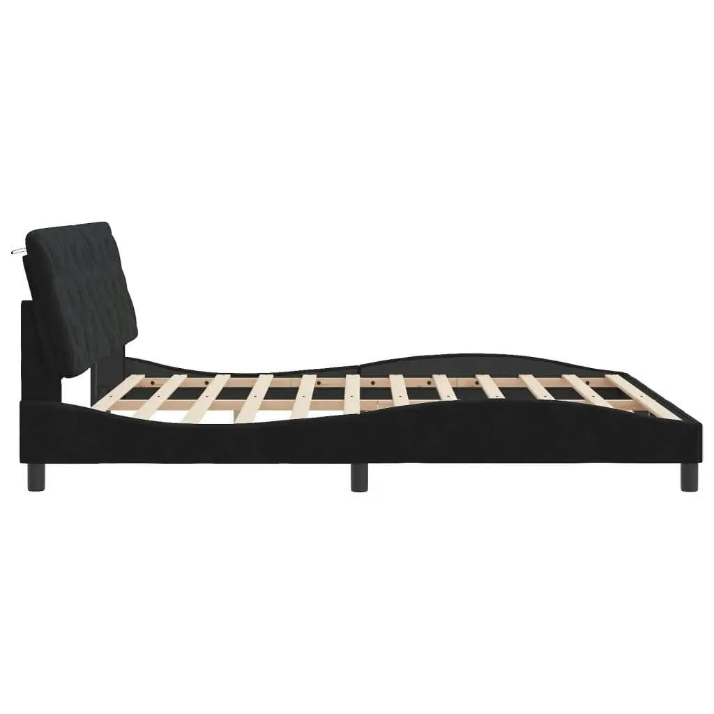 Bed Frame with LED without Mattress Black 183x203 cm King Velvet 3213869