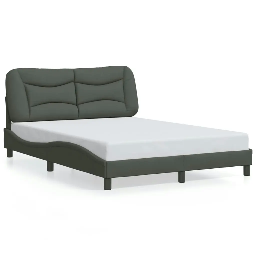 Bed Frame with LED without Mattress Dark Grey 137x187 cm Double Fabric 3213737