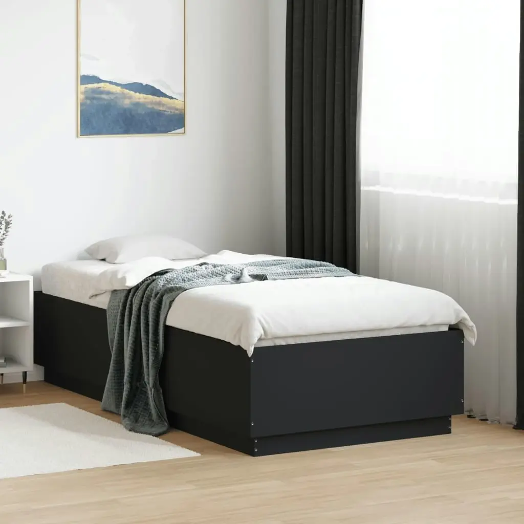 Bed Frame with LED without Mattress Black 90x190 cm 3209661