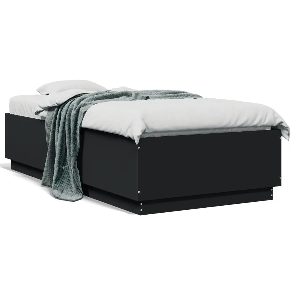 Bed Frame with LED without Mattress Black 90x190 cm 3209661