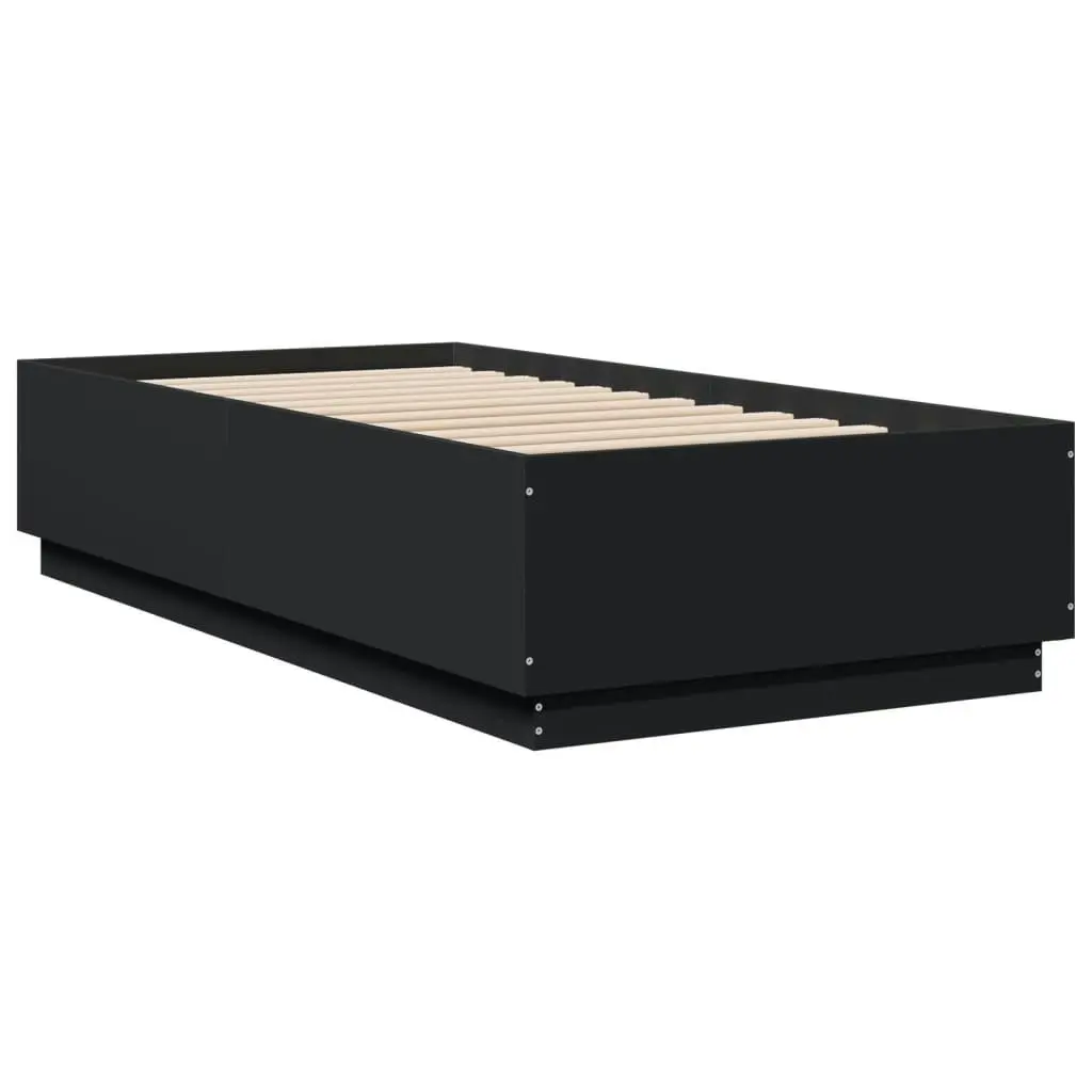 Bed Frame with LED Lights Black 90x190 cm Engineered Wood 3209661