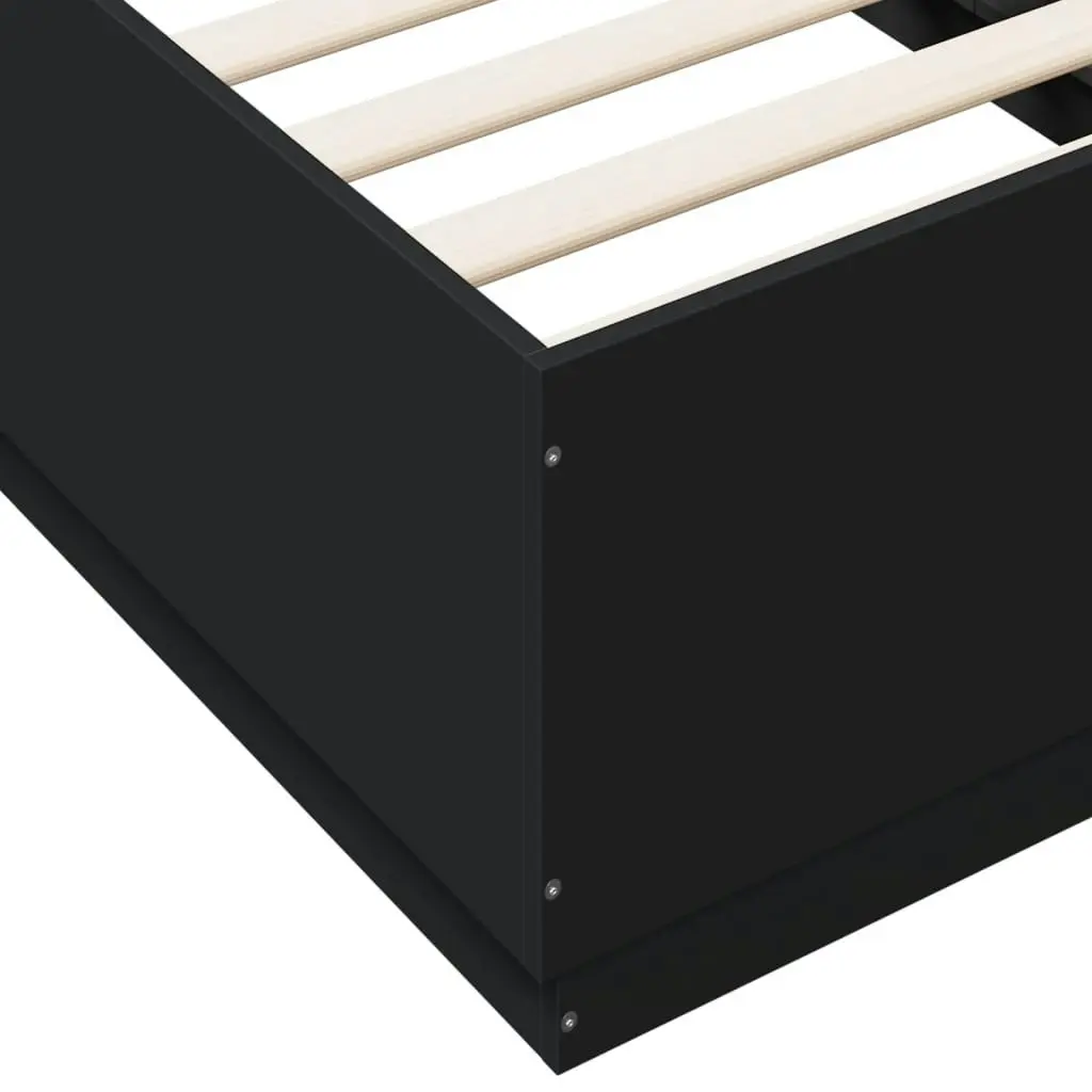 Bed Frame with LED Lights Black 90x190 cm Engineered Wood 3209661