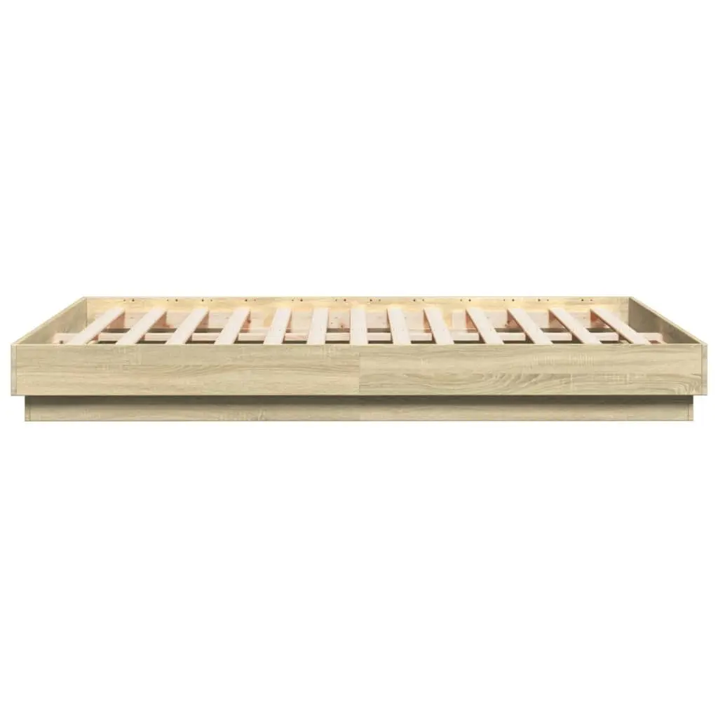 Bed Frame with LED Lights Sonoma Oak 150x200 cm 3209788