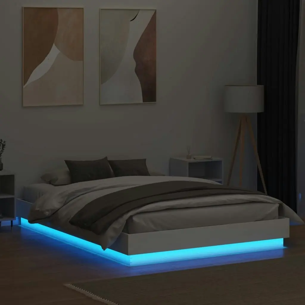 Bed Frame with LED Lights White 150x200 cm 3209786