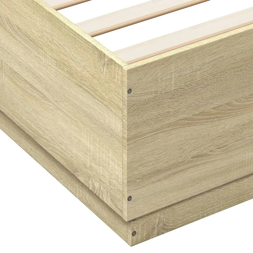 Bed Frame with LED Lights Sonoma Oak 150x200 cm Engineered Wood 3209606