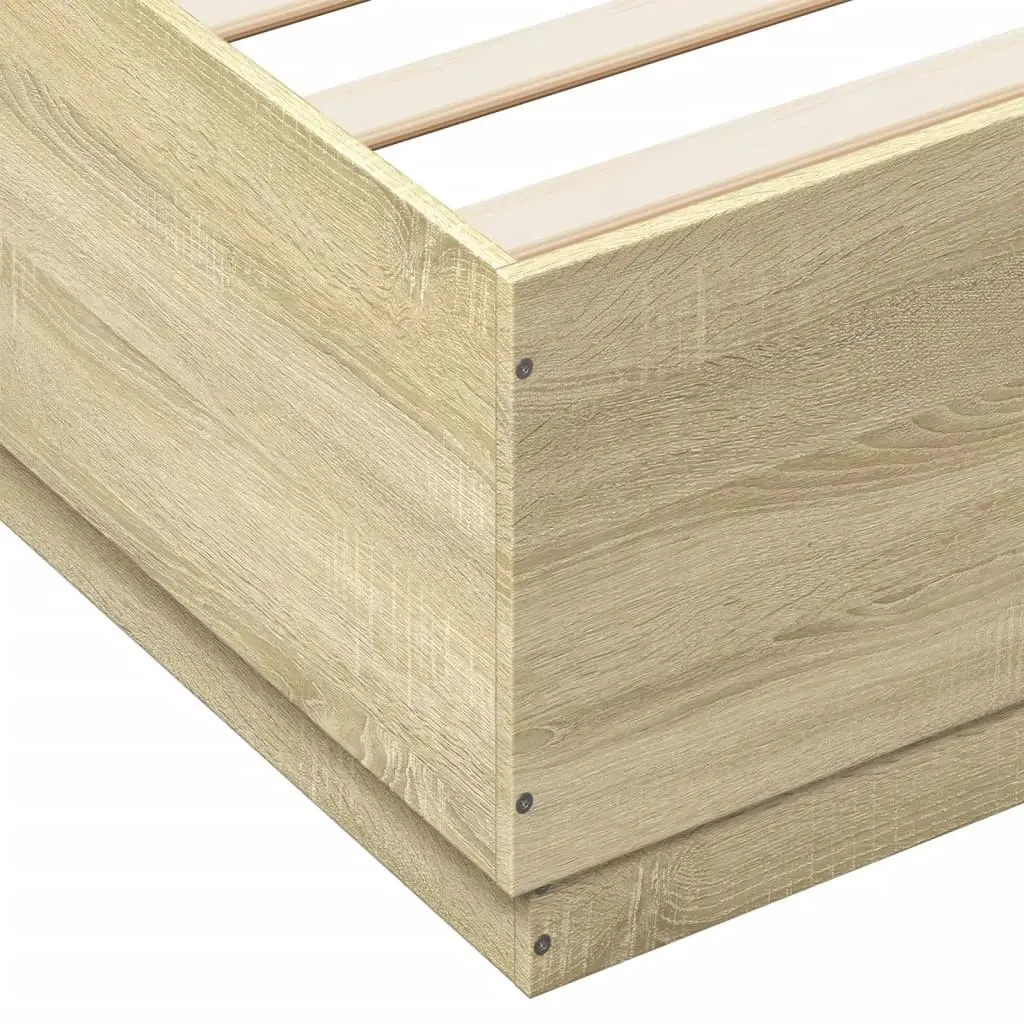 Bed Frame with LED Lights Sonoma Oak 183x203 cm King Size Engineered Wood 3209592