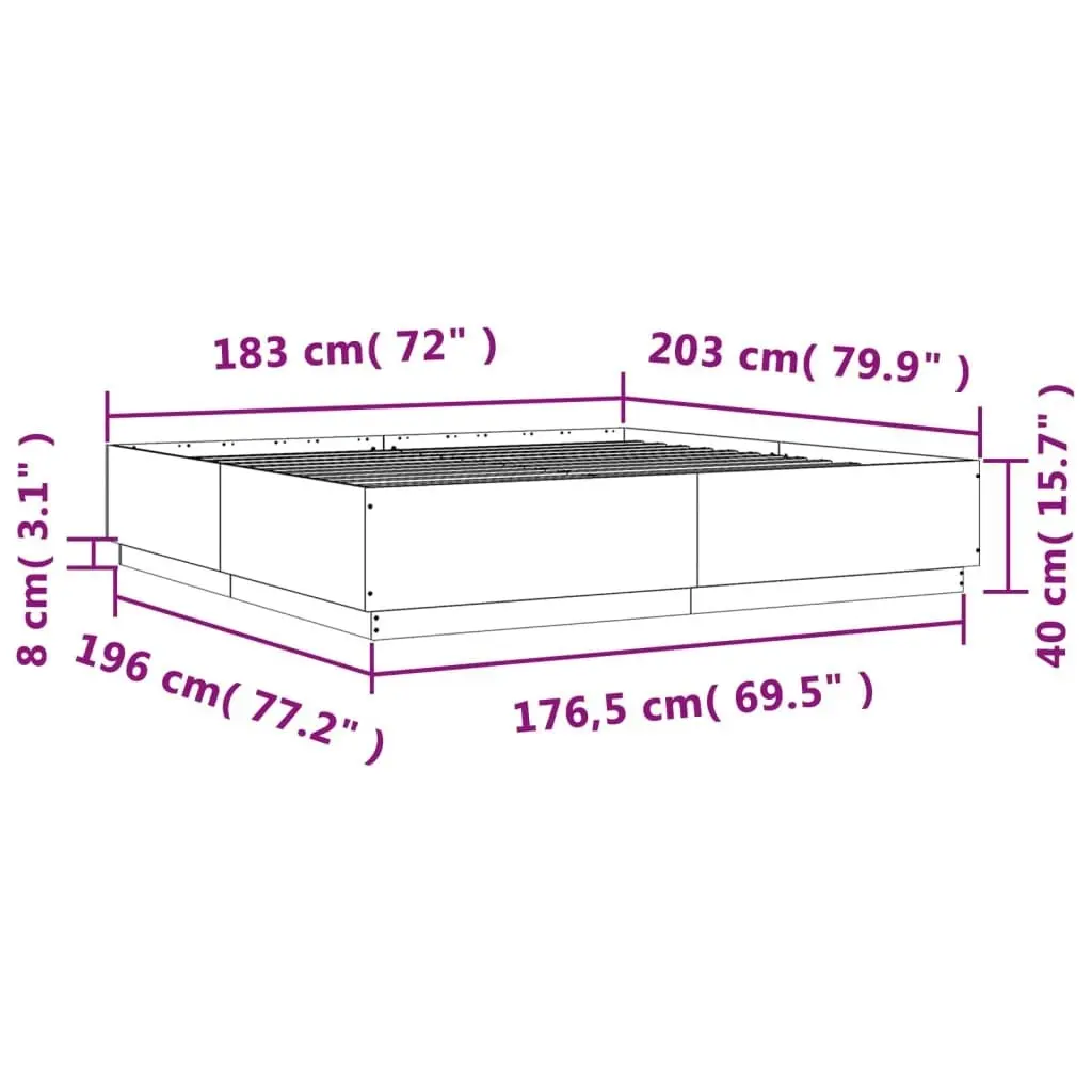 Bed Frame with LED Lights Sonoma Oak 183x203 cm King Size Engineered Wood 3209592