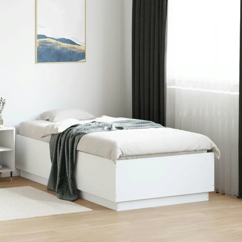 Bed Frame with LED Lights White 90x190 cm Engineered Wood 3209660