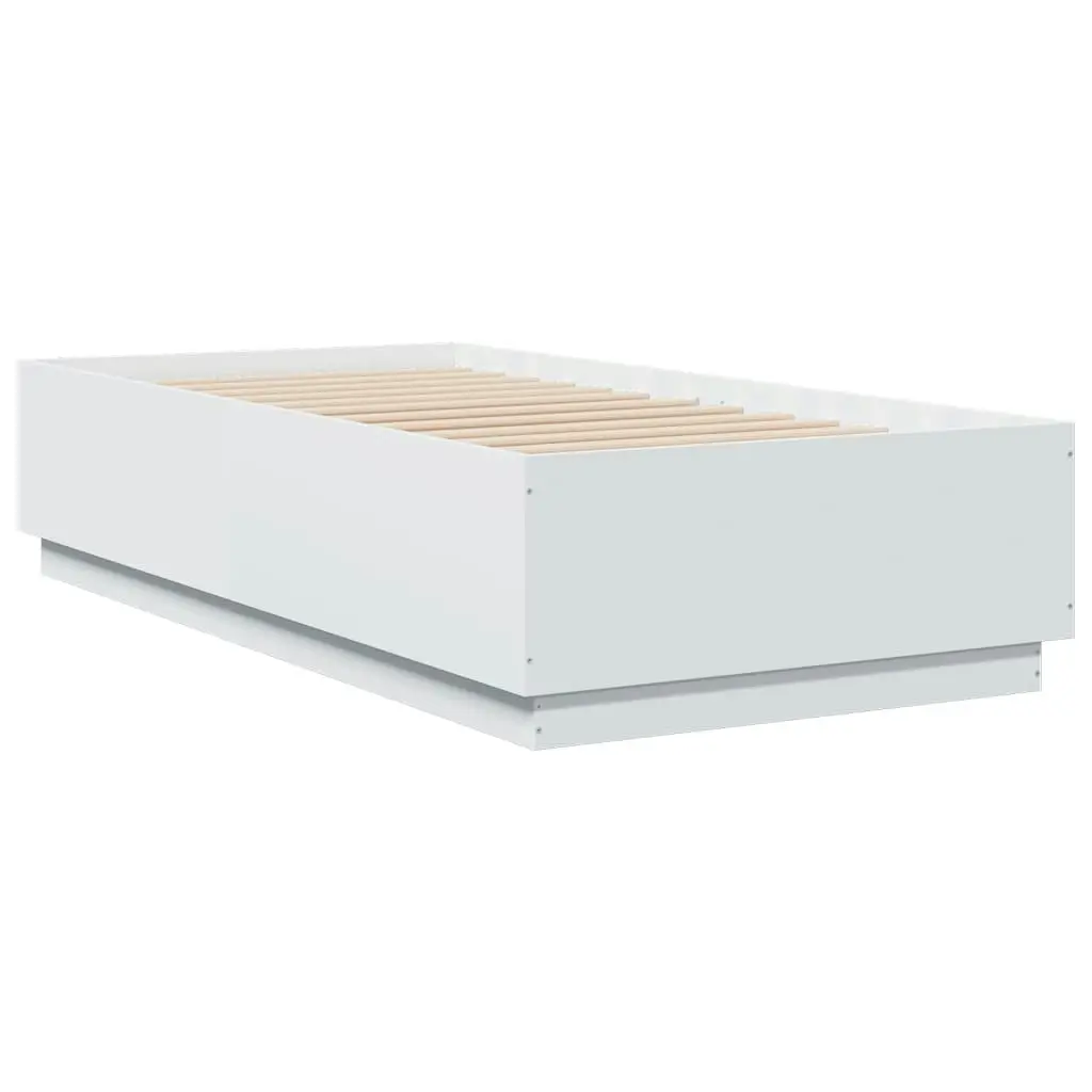 Bed Frame with LED Lights White 90x190 cm Engineered Wood 3209660