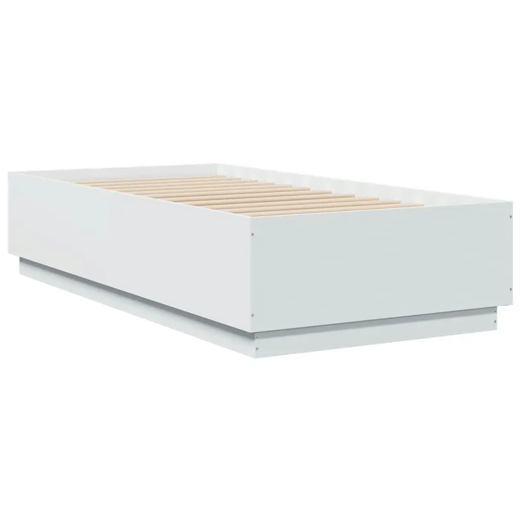 Bed Frame with LED Lights White 90x190 cm Engineered Wood 3209660