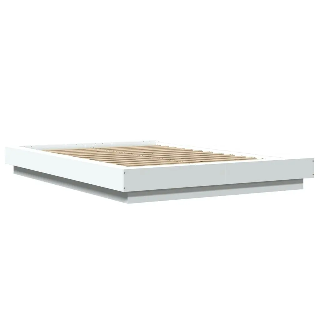 Bed Frame with LED Lights White 135x190cm Engineered Wood 3281133