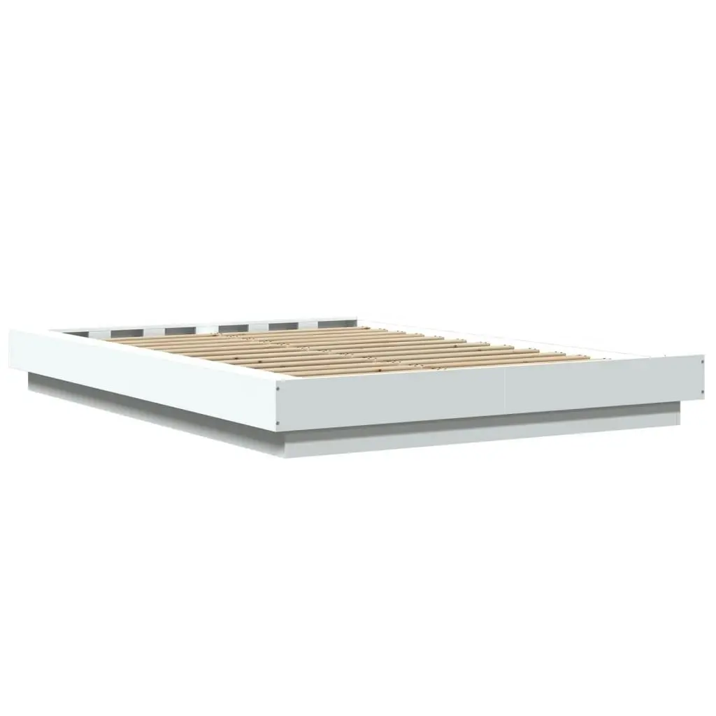 Bed Frame with LED Lights White 135x190cm Engineered Wood 3281133